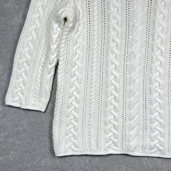 Lauren Ralph Lauren Round Neck Cable Knit Sweater Women’s Large Petite PL White - Picture 3 of 9